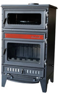 Holzofen Sabah S107 mit Backofen – Schwarz/Rot